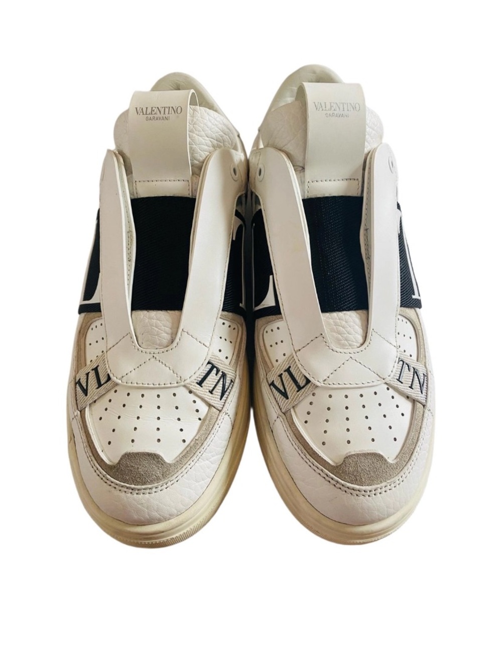 🛍️Valentino Garavani Authentic VLTN Men’s White & Black Leather Low-Top Sneakers